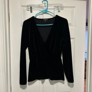 J. Crew Black Velvet Wrap Top Size M